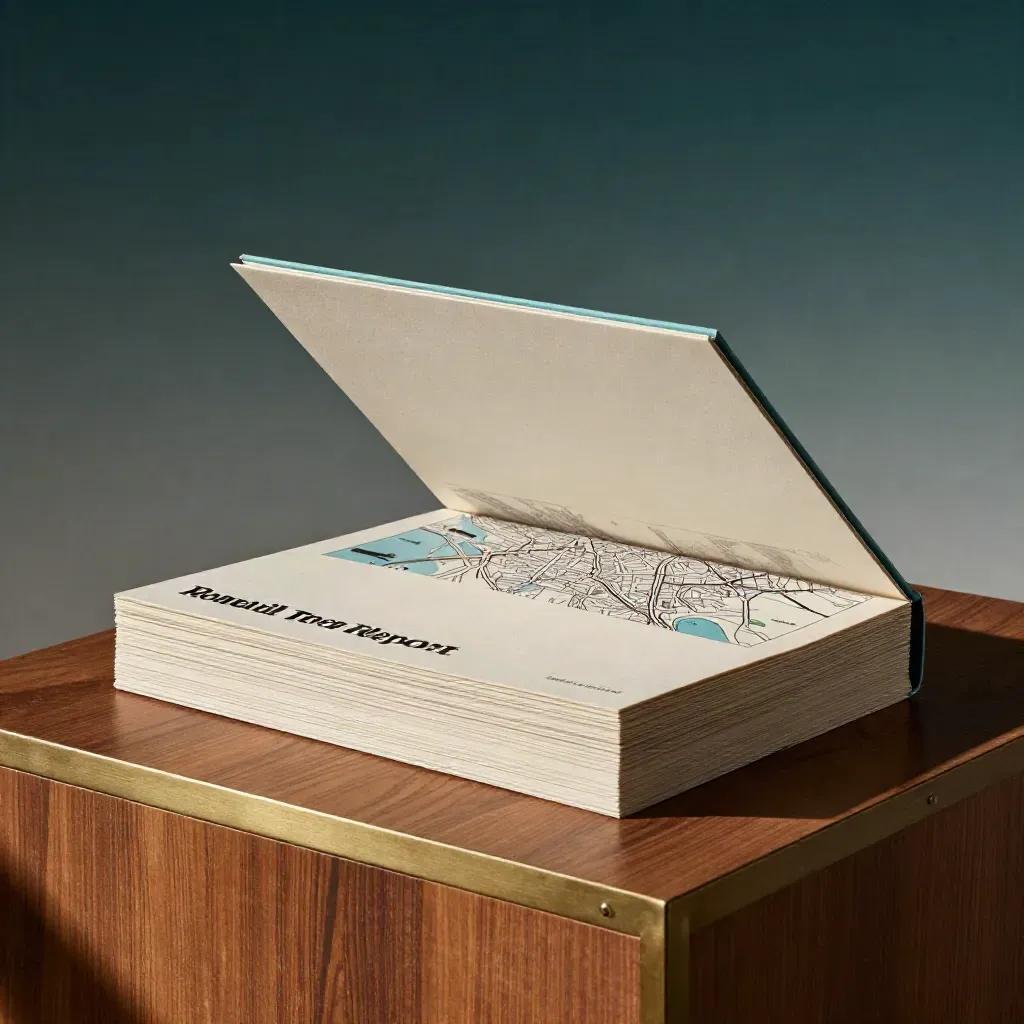 Open Toronto Retail Trend Report box set with stacked cards and folded map on warm walnut